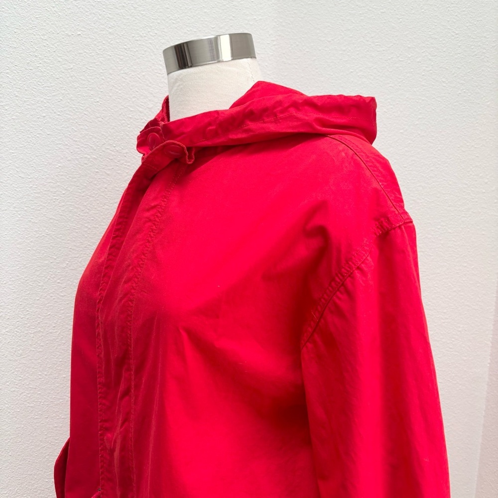 Garnet Hill Long Utility Jacket Hooded Outdoor Spring Coat Cotton Red Size 6 - Picture 6 of 12